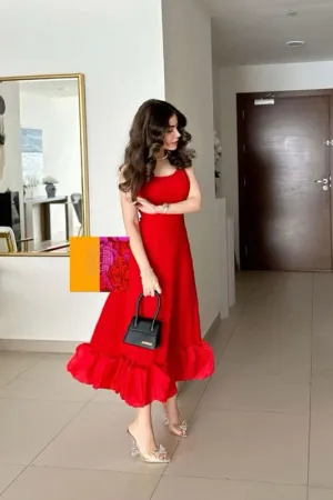 JazzHer Vintage A Line Spaghetti Straps Red Knee Length Prom Dresses Evening Gowns (PRE-ORDER)