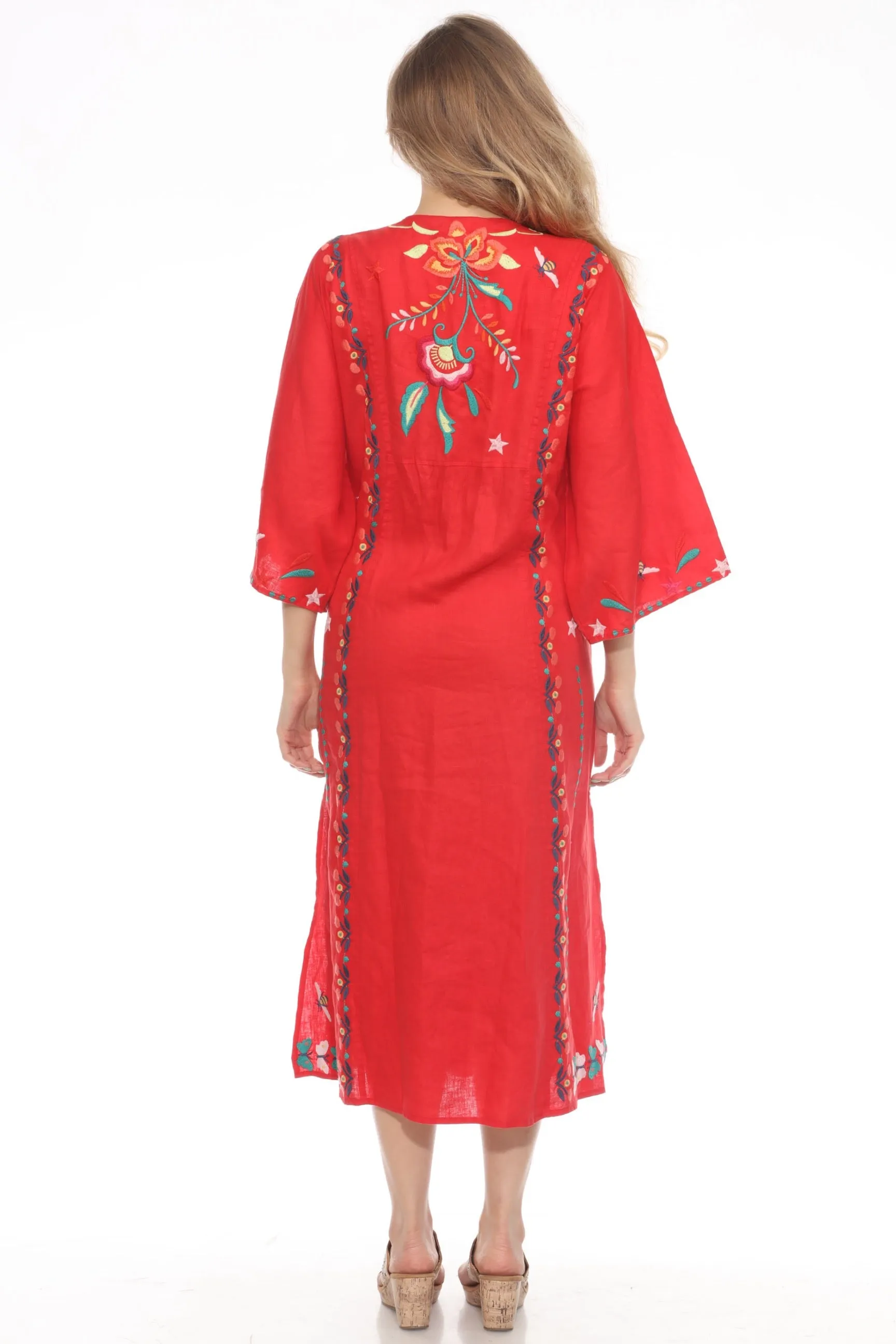 Johnny Was JWLA Averi Linen Midi Kaftan Dress J31424 *
