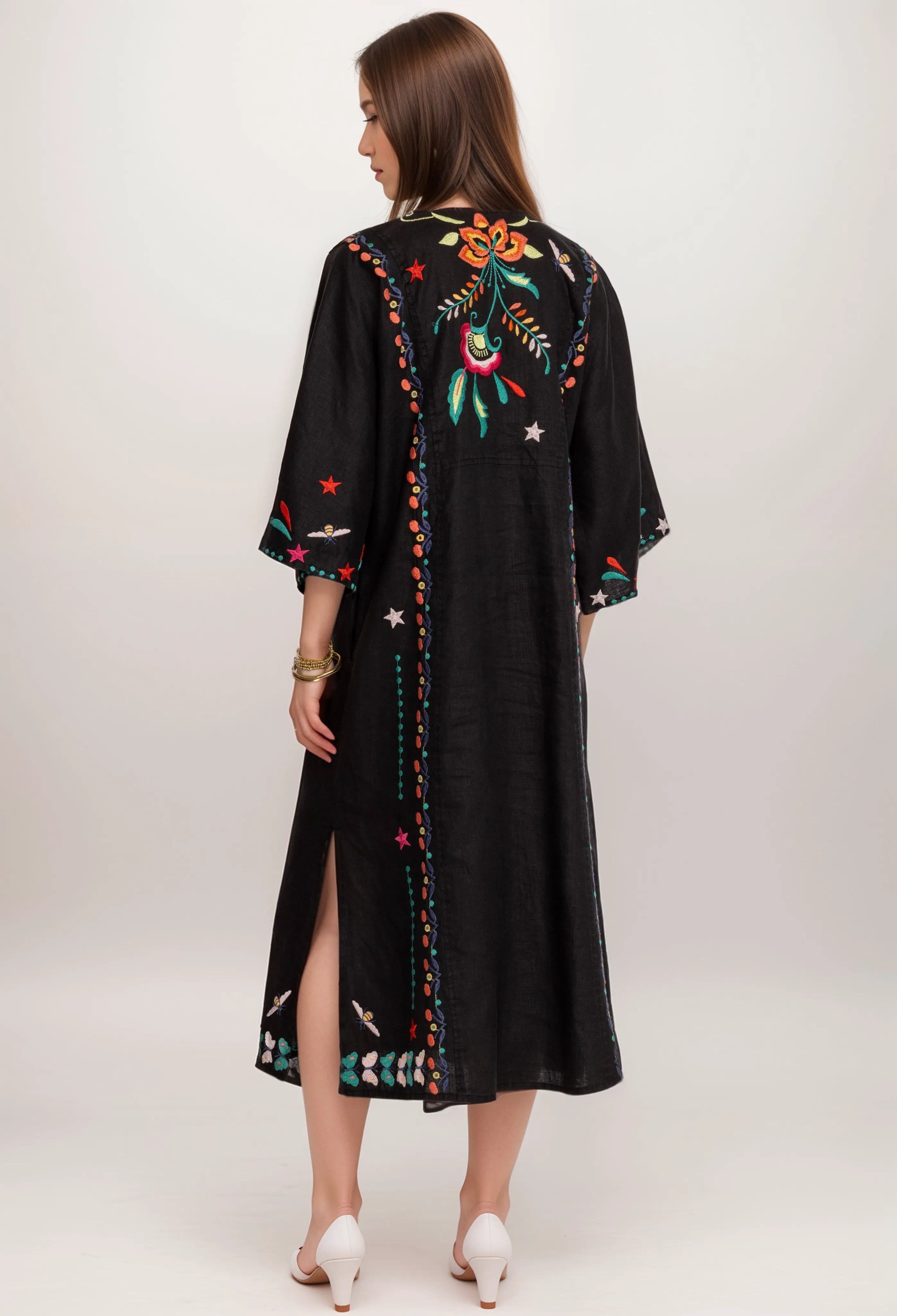 Johnny Was JWLA Averi Linen Midi Kaftan Dress J31424 *