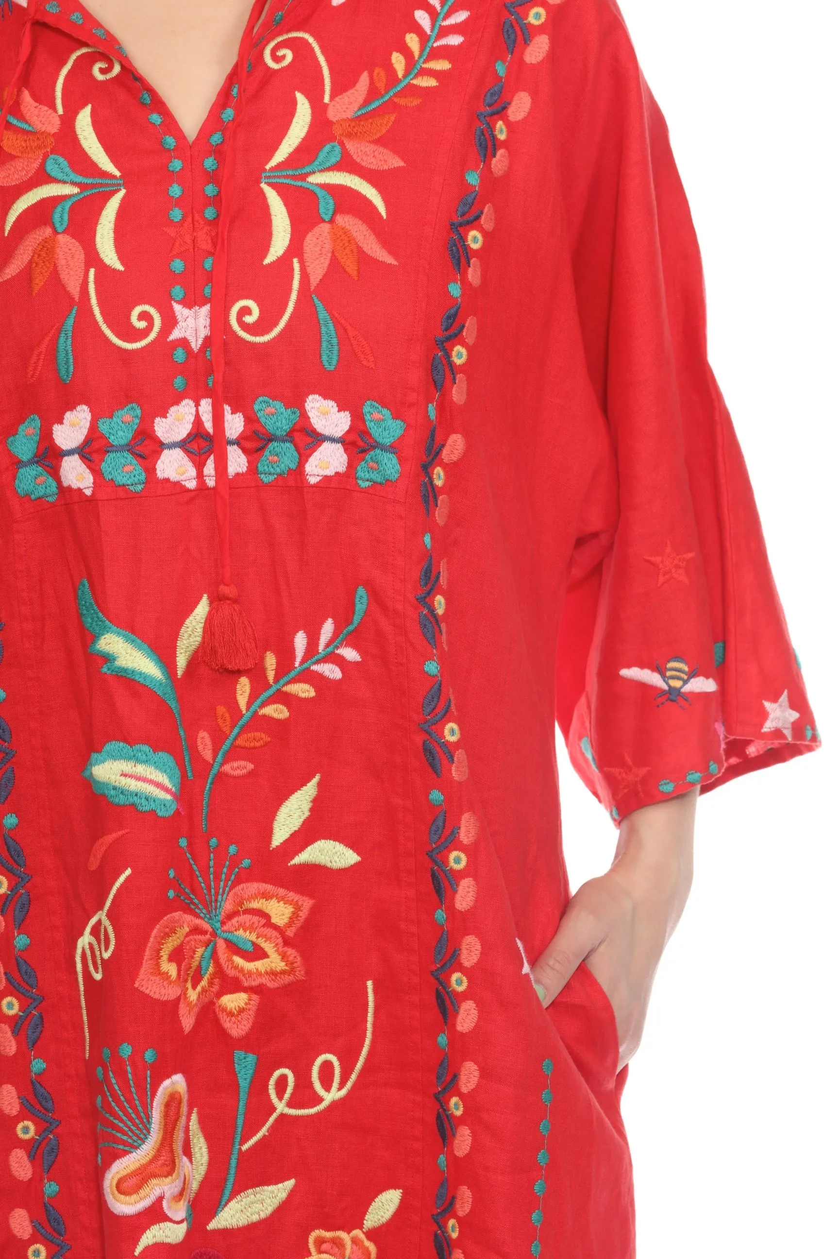 Johnny Was JWLA Averi Linen Midi Kaftan Dress J31424 *
