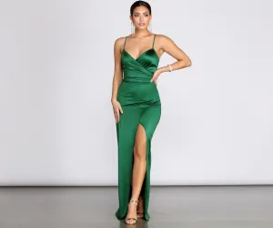 Jolina Wrap Skirt Satin Dress