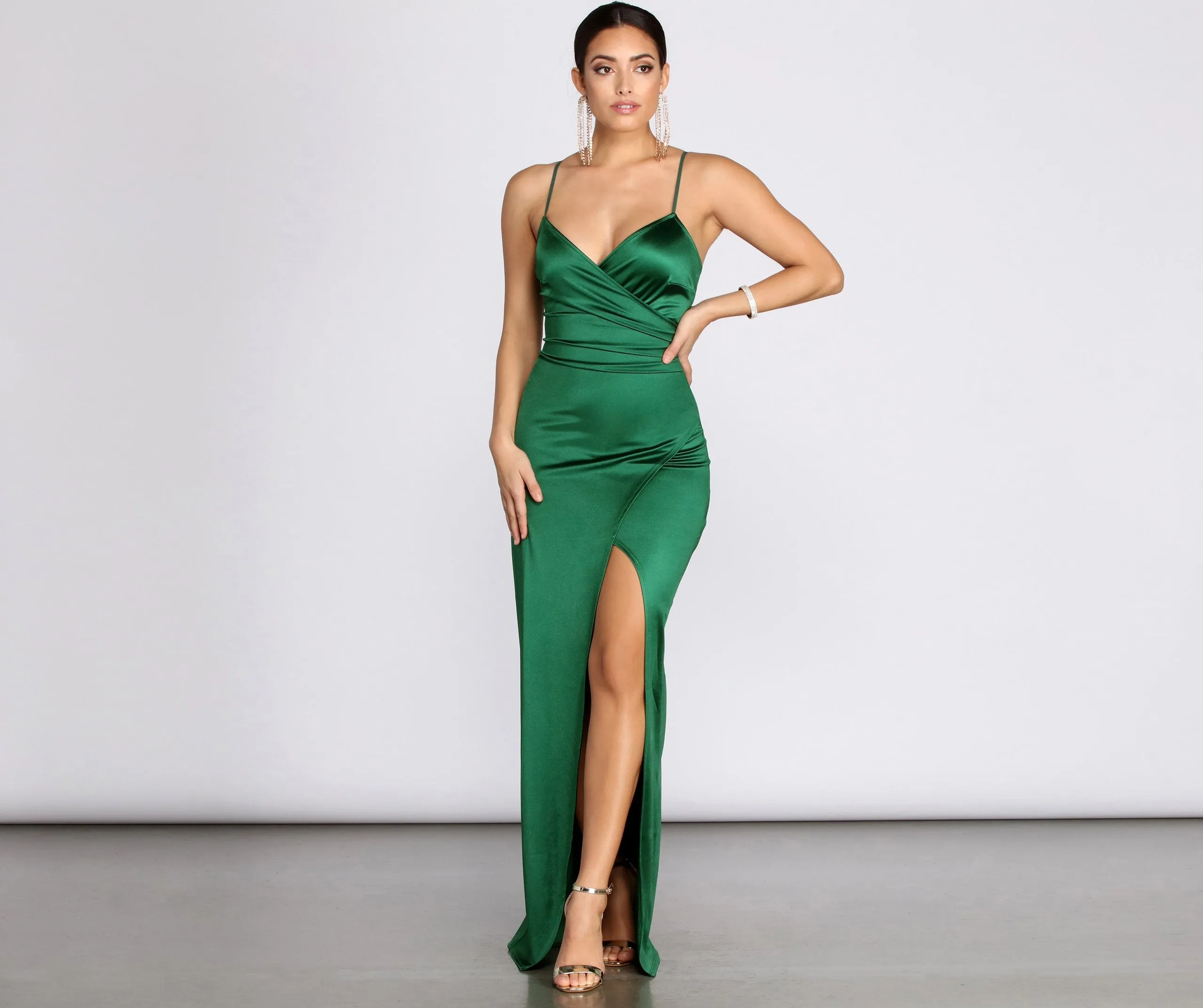 Jolina Wrap Skirt Satin Dress