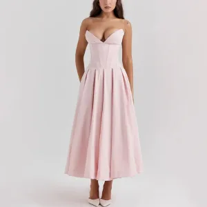 Juana - Pink Strapless A-Line Corset Dress