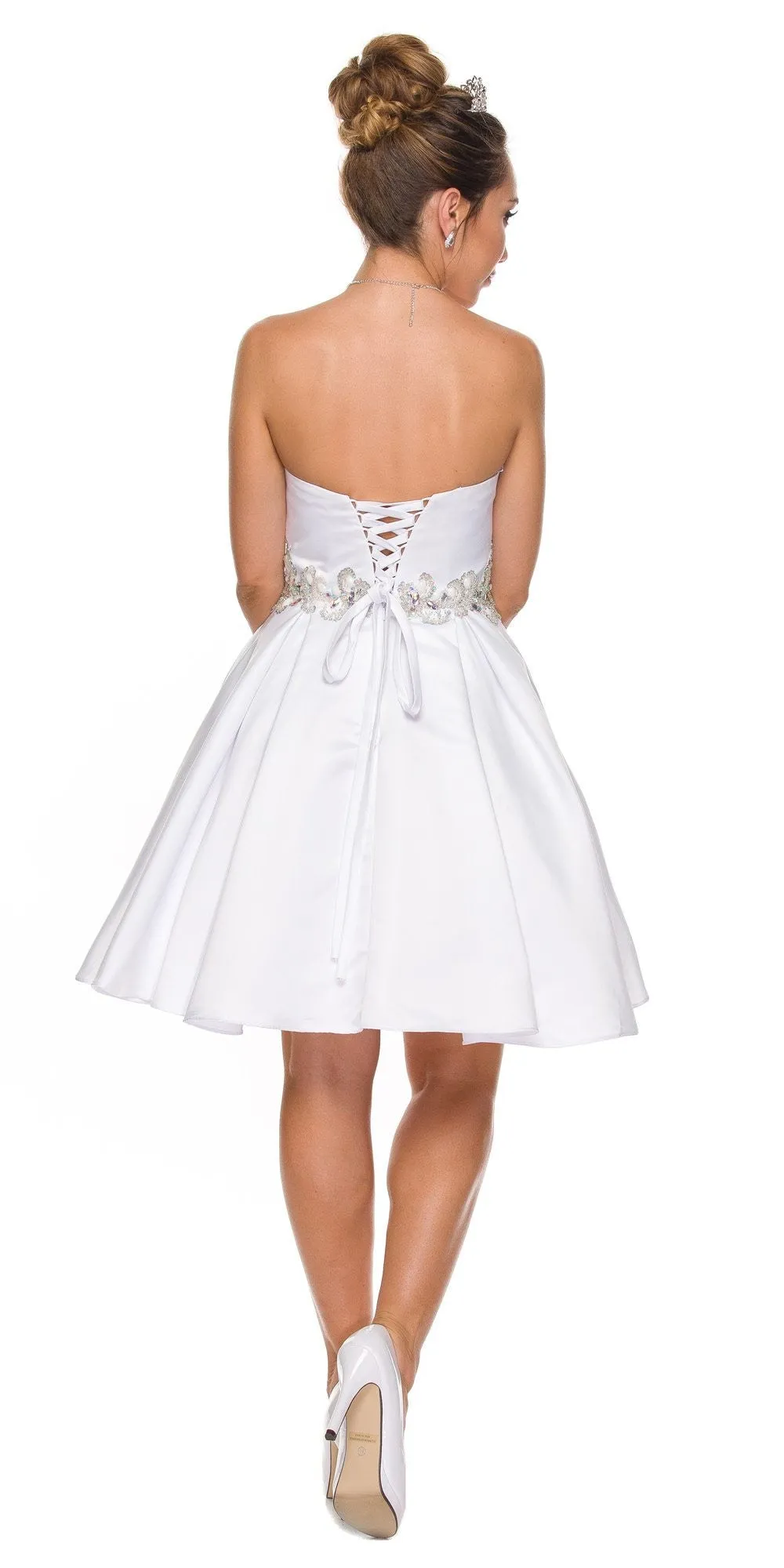 Juliet 769 Embellished Waist Short Dress Strapless