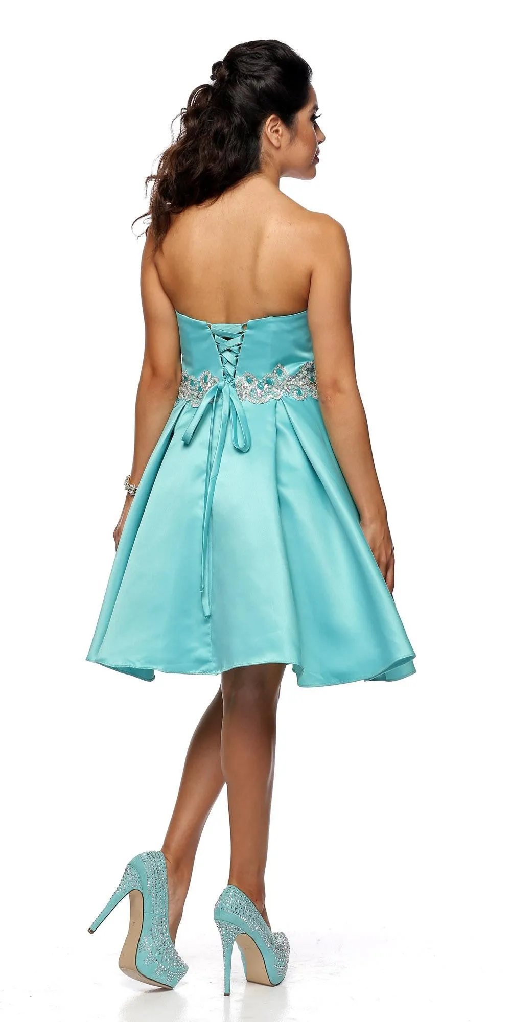 Juliet 769 Embellished Waist Short Dress Strapless