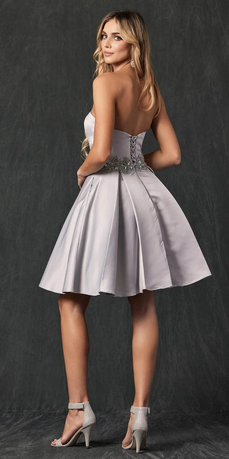Juliet 769 Embellished Waist Short Dress Strapless