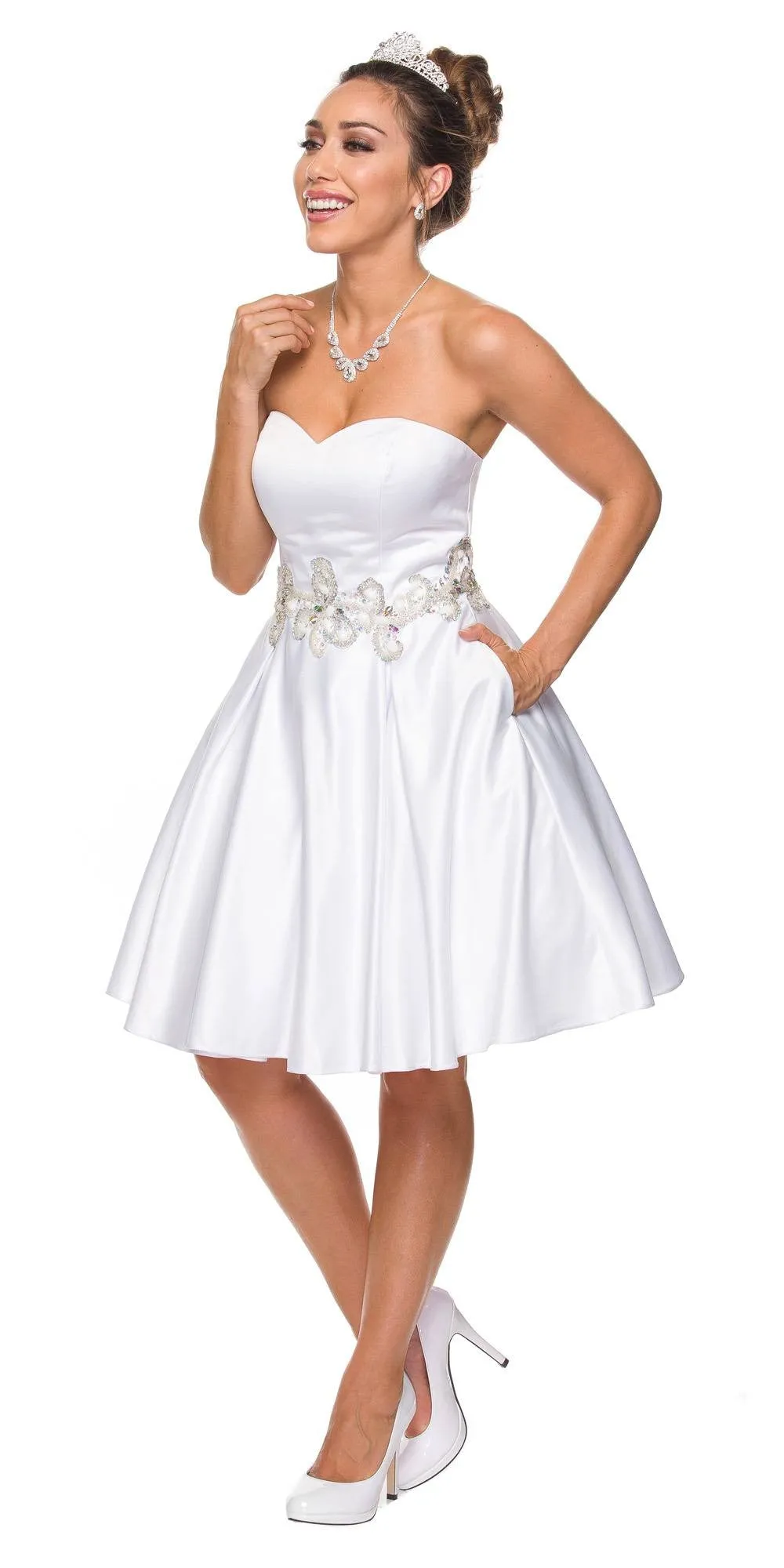 Juliet 769 Embellished Waist Short Dress Strapless