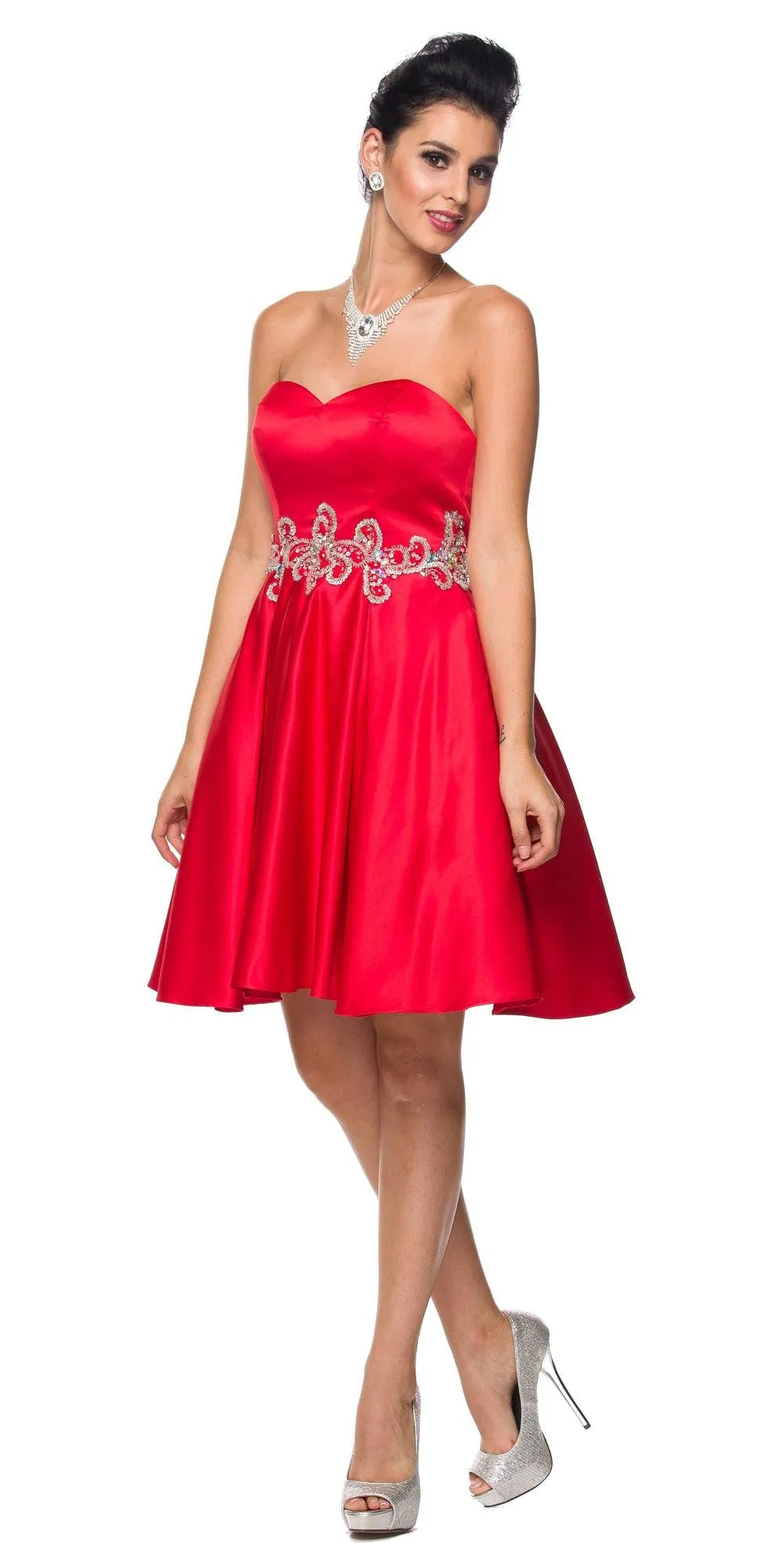 Juliet 769 Embellished Waist Short Dress Strapless