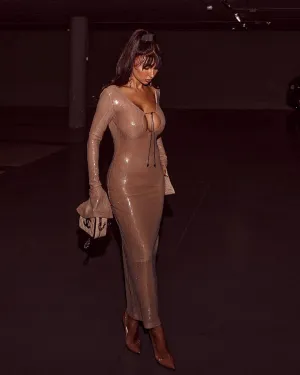 Juliette Long Sleeve Gold Sequin Dress