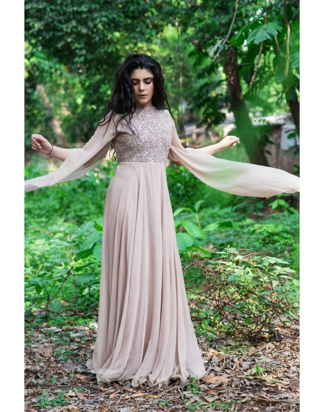 KAIRA's Rent Elongated Sleeves Full Length Gowns