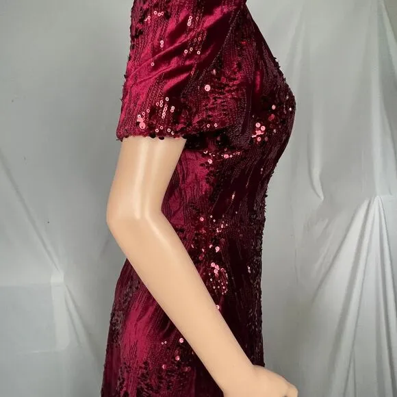 Kensie‎ one shoulder Burgundy Wine sequin cocktail dress, size 8, holiday party