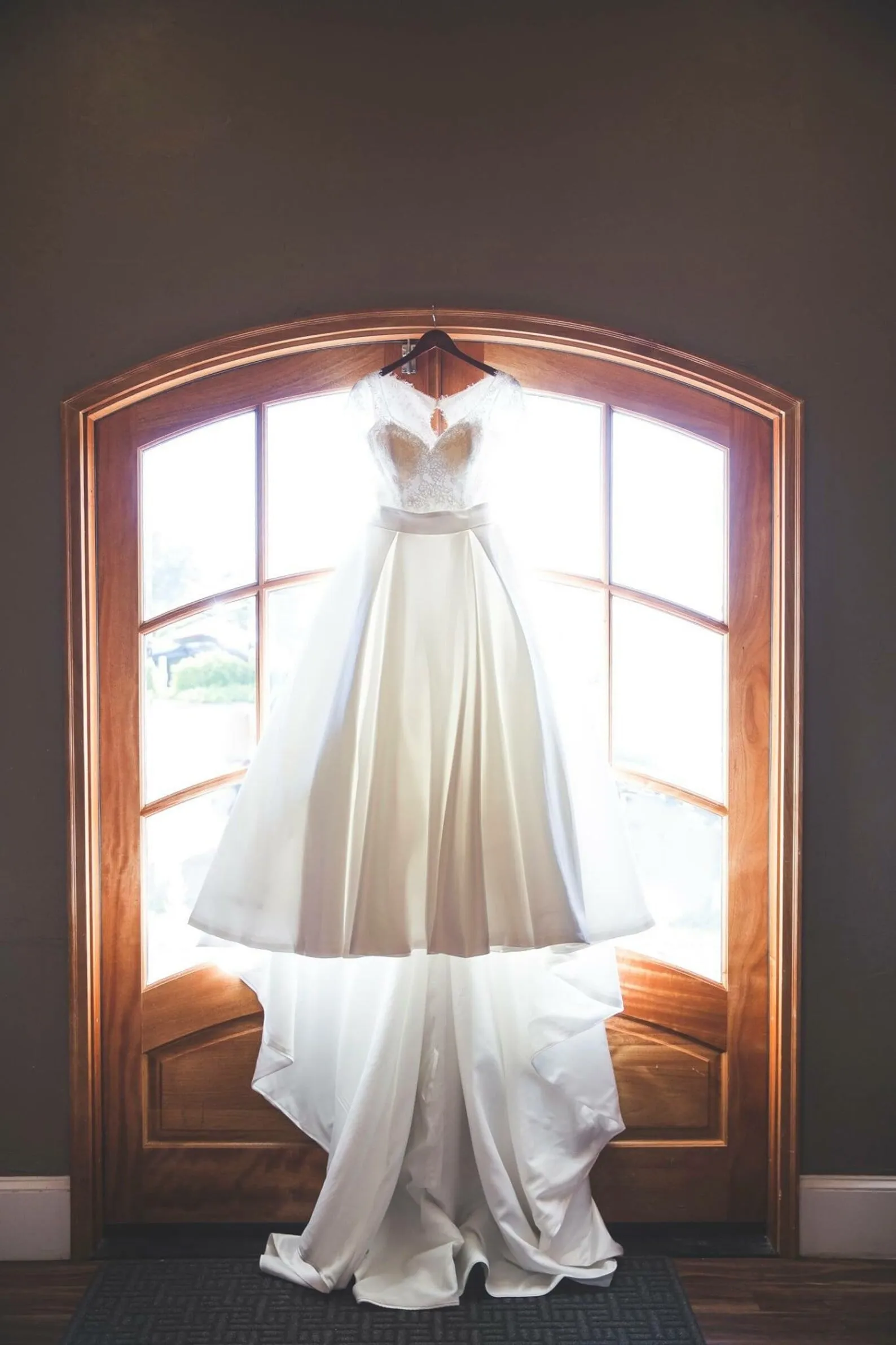 Lace Bodice Satin Full A-Line Wedding Dress | Calla