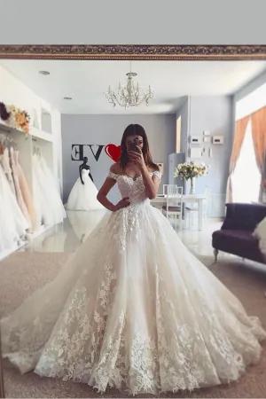 Lace Garden-inspired Wedding Gown with Off-the-shoulder