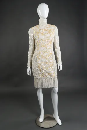 Lace Sequin Fringe Beaded Cocktail Dress