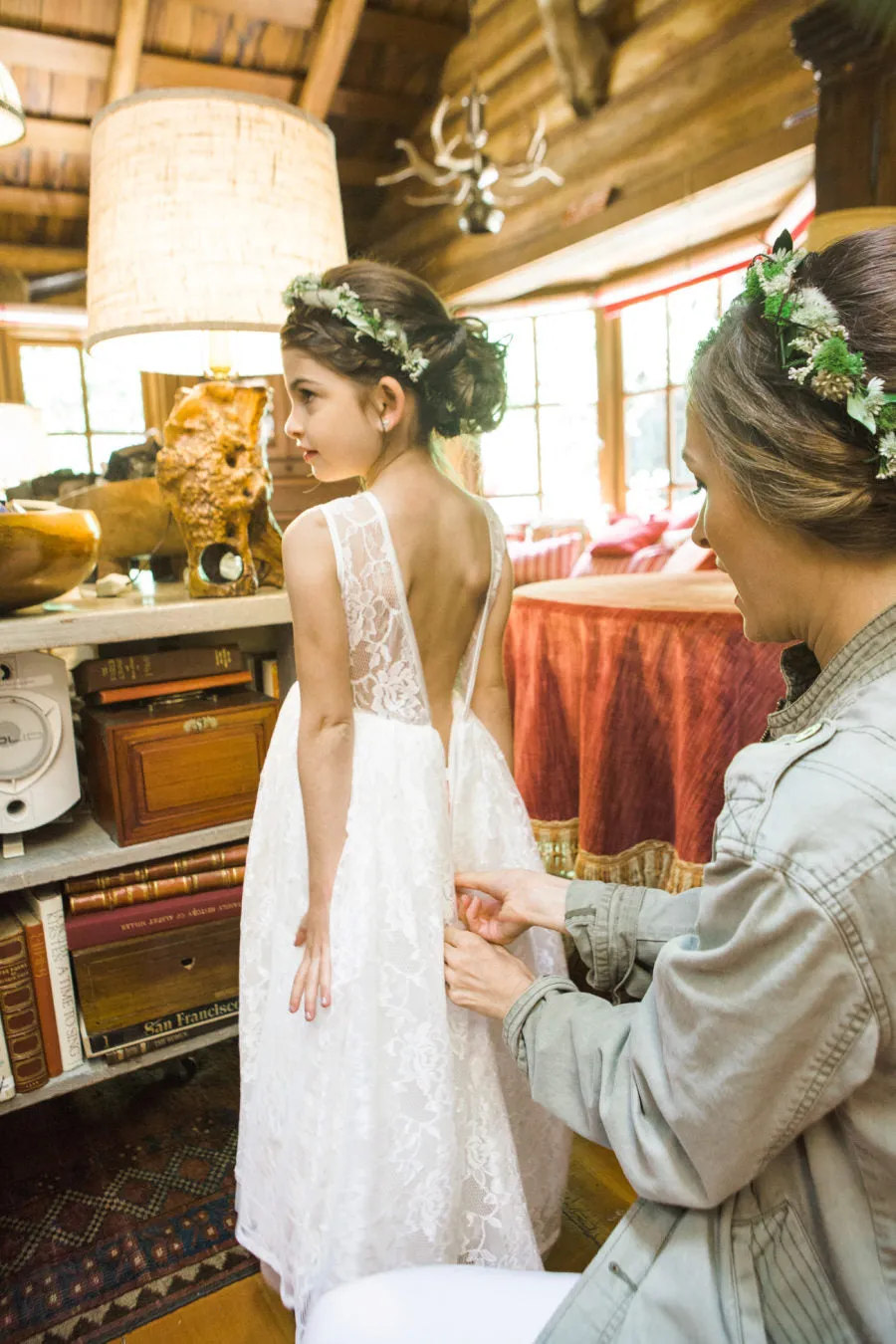 Lace Wedding Flower Girl Bridesmaid Party Dress Long