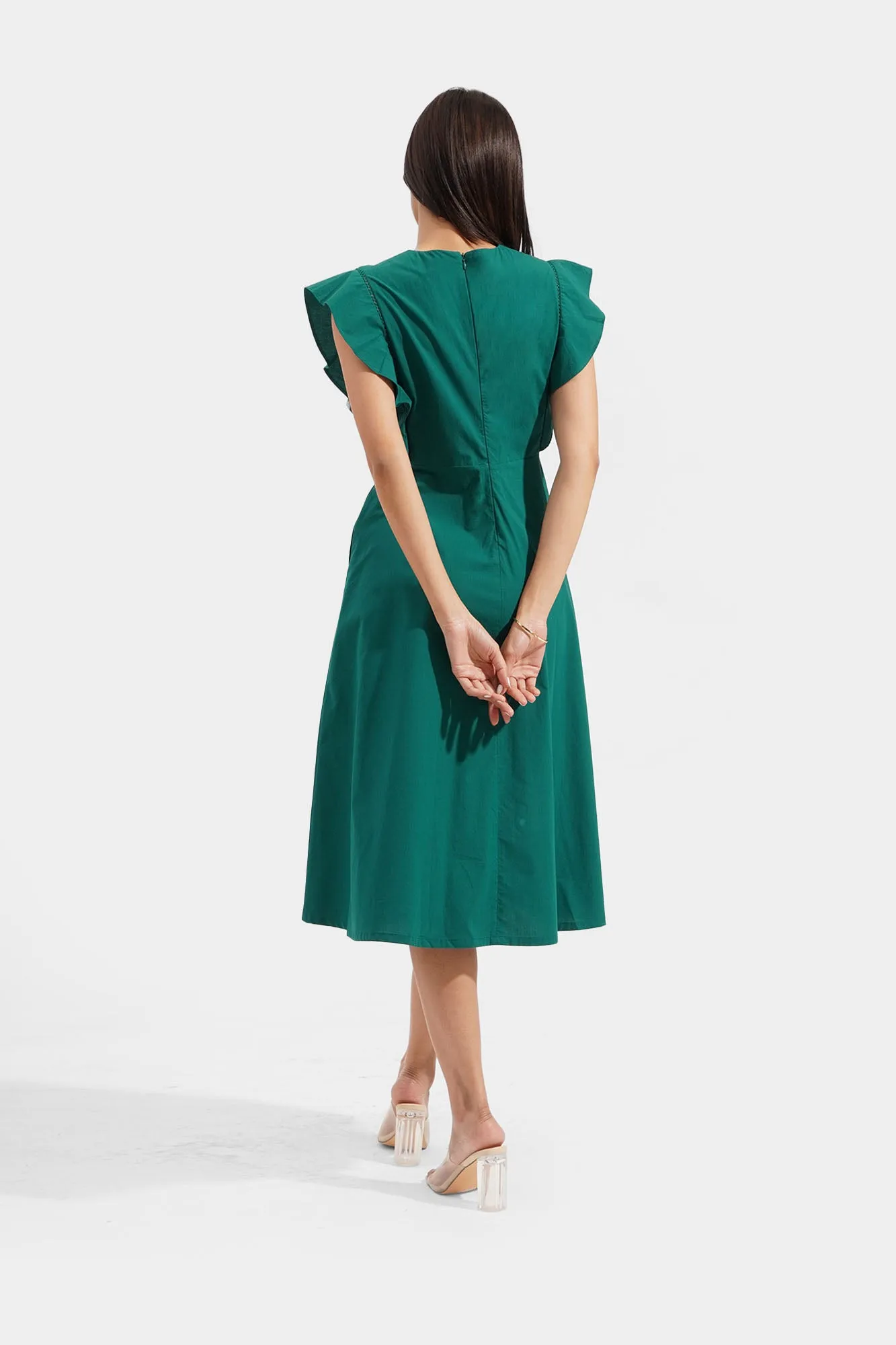 Ladder Trim Fit And Flare Dress