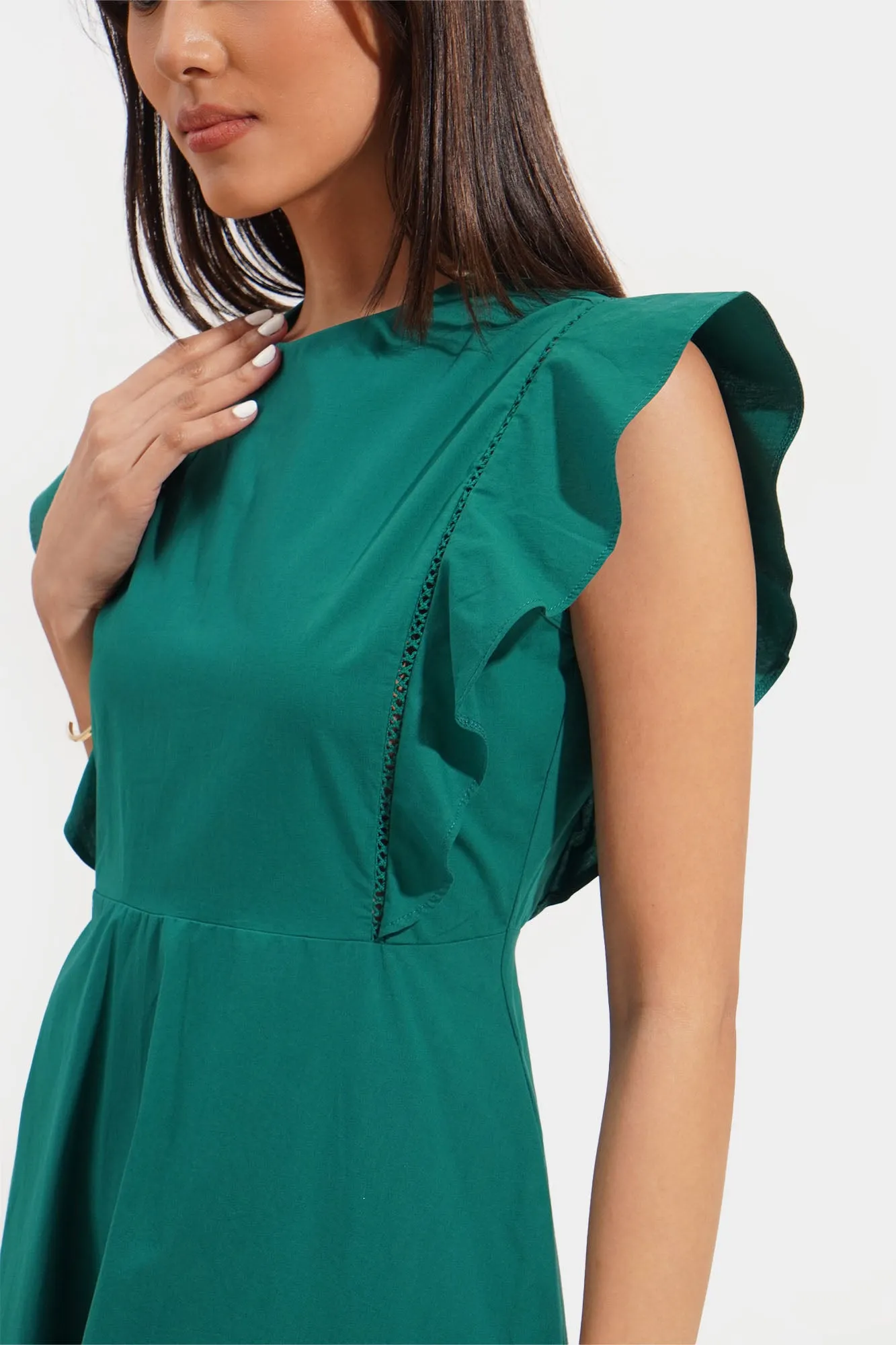 Ladder Trim Fit And Flare Dress