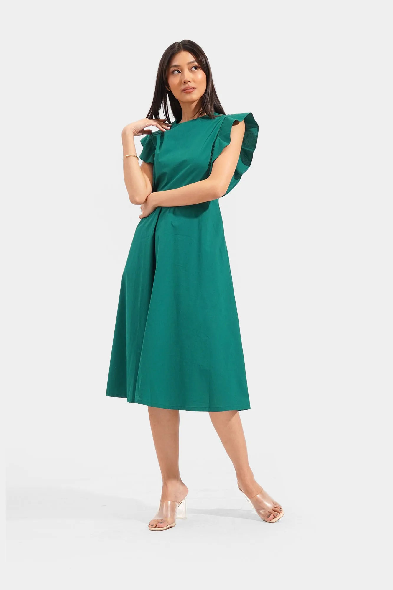 Ladder Trim Fit And Flare Dress