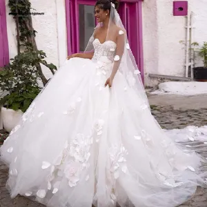 Lakshmigown Luxury 3D Flowers Wedding Gowns Princess Bridal Dress