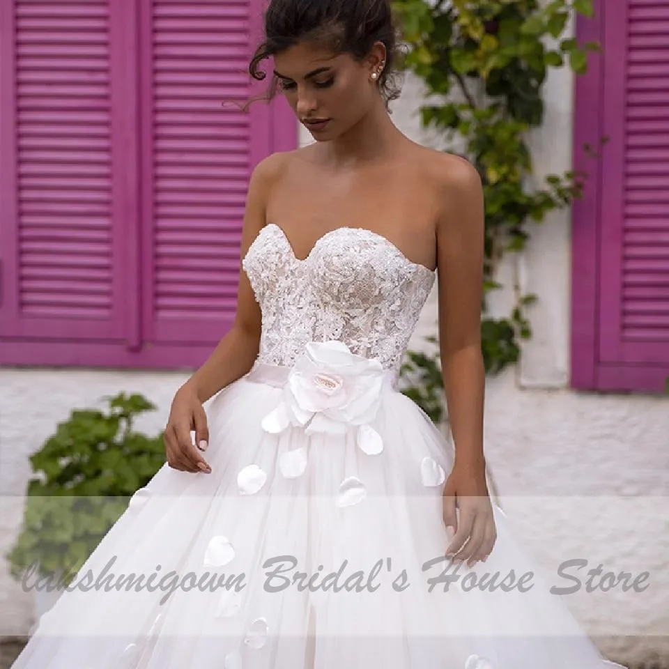 Lakshmigown Luxury 3D Flowers Wedding Gowns Princess Bridal Dress
