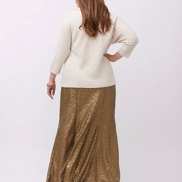 Lane Bryant Womens Sequin Maxi Skirt Size 22 Gold Mermaid Metallic Dressy NWT