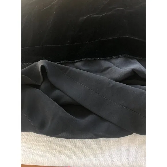 Lauren Ralph Lauren Sz 10 Black Velvet Midi Evening Dress 90s Classy Silk Blend