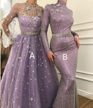lavender prom dresses long sparkly elegant mixed styles beaded cheap prom gown vestido de Longo