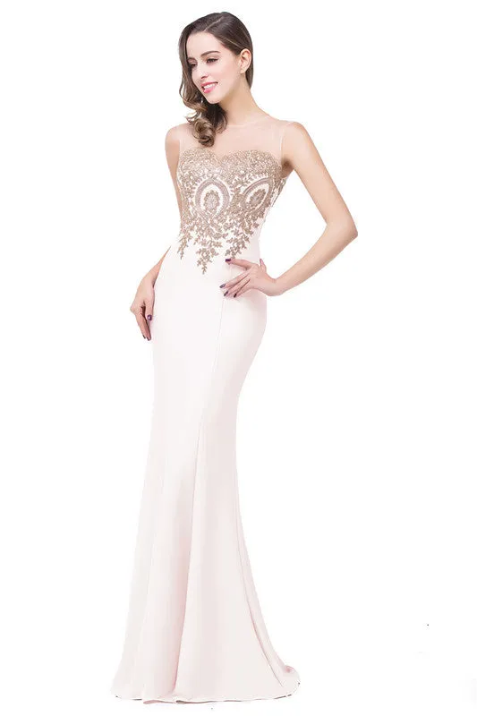 Le Le Appliques Mermaid Prom Dresses