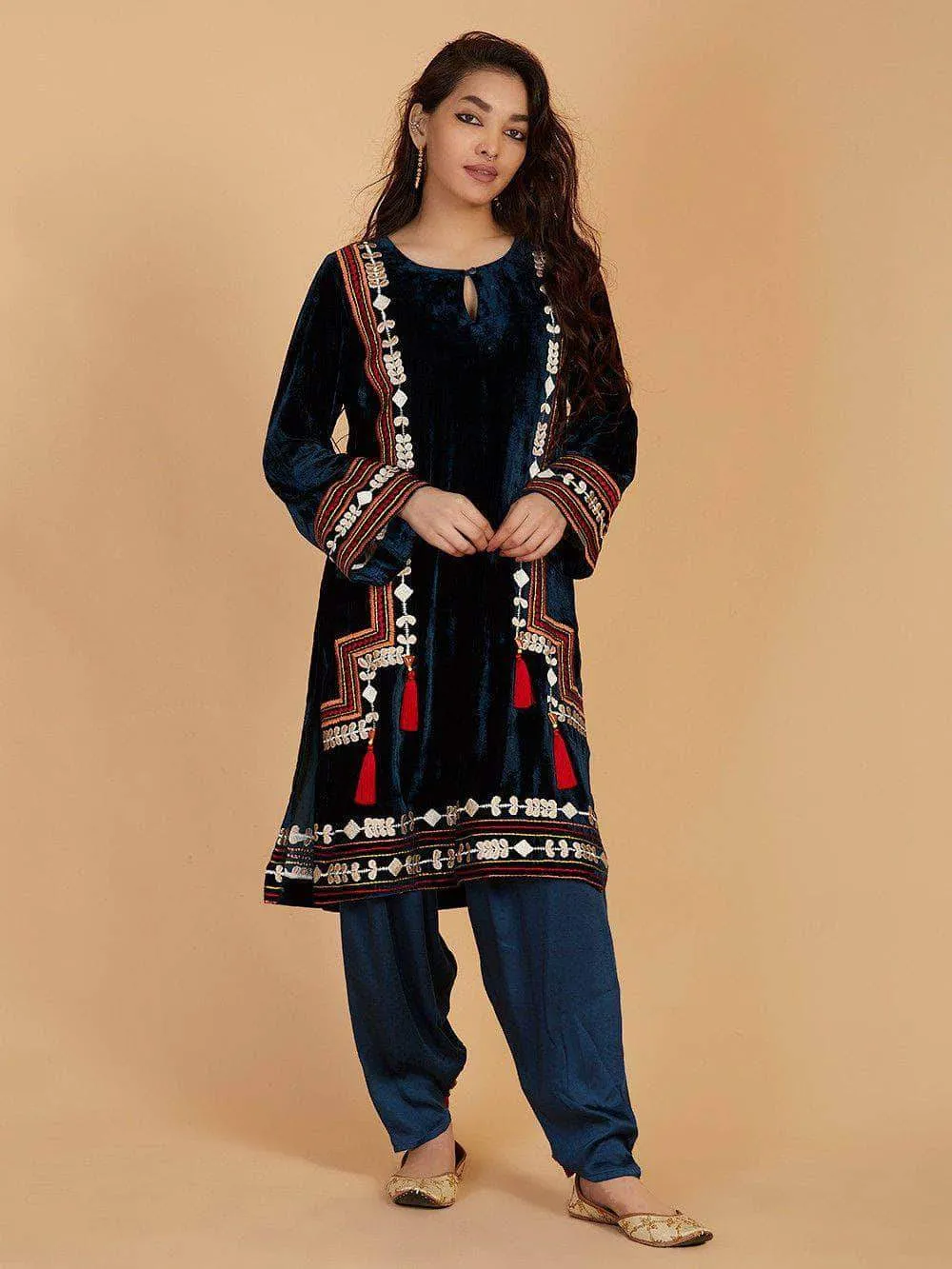 Lemon Tart Unstitched Velvet Embroidered Kurti WLUF88