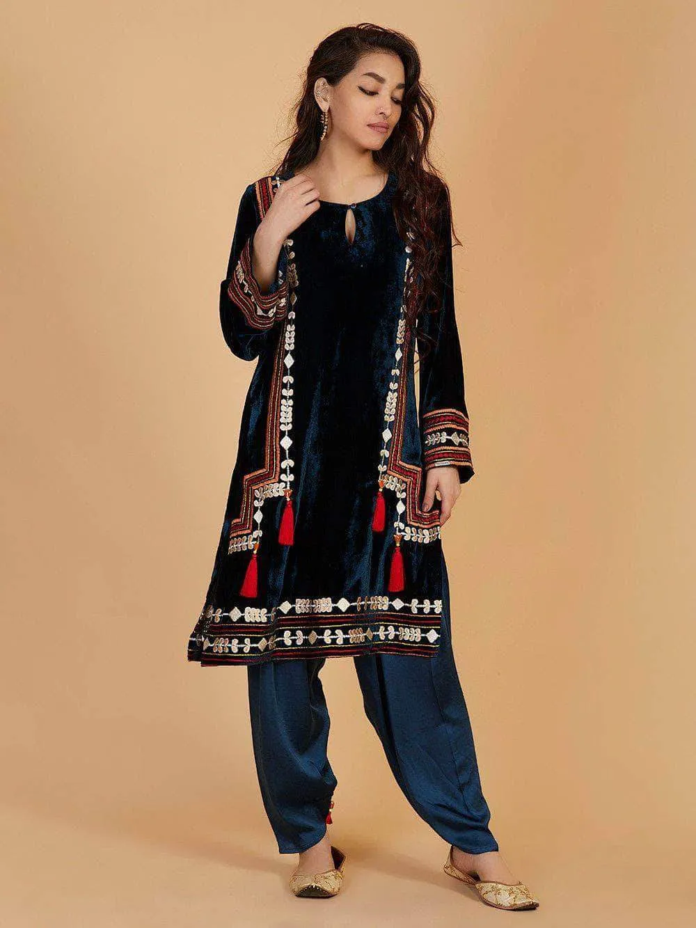 Lemon Tart Unstitched Velvet Embroidered Kurti WLUF88