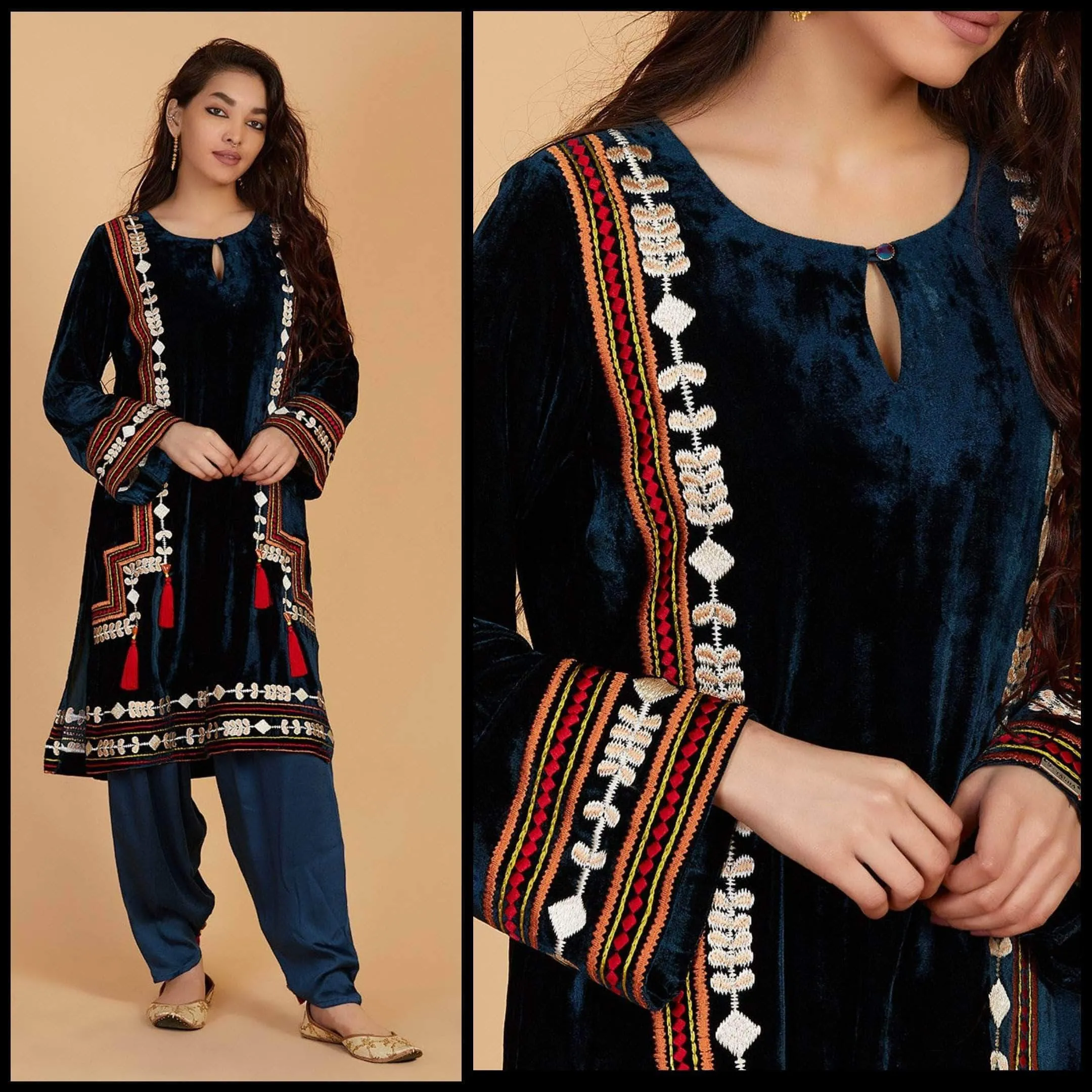Lemon Tart Unstitched Velvet Embroidered Kurti WLUF88