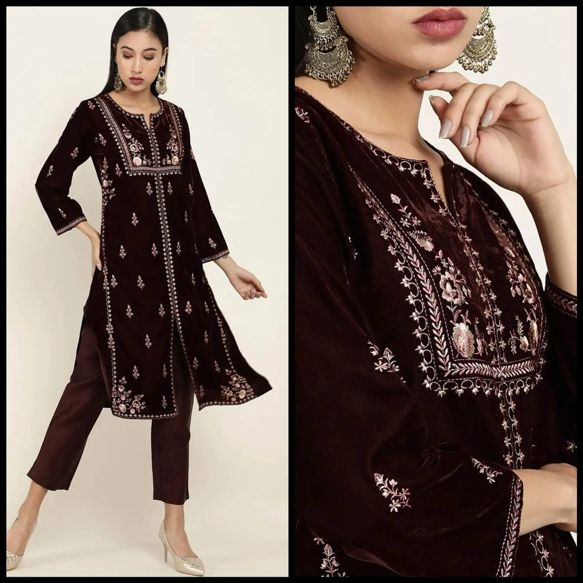 Lemon Tart Unstitched Velvet Embroidered Kurti WLUFVEL8