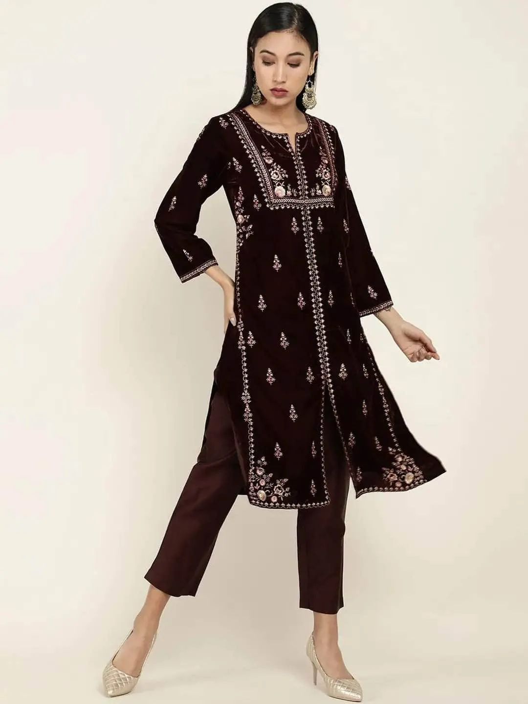 Lemon Tart Unstitched Velvet Embroidered Kurti WLUFVEL8