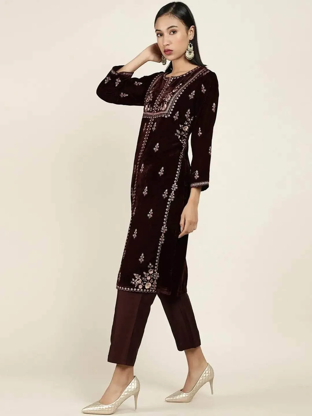 Lemon Tart Unstitched Velvet Embroidered Kurti WLUFVEL8