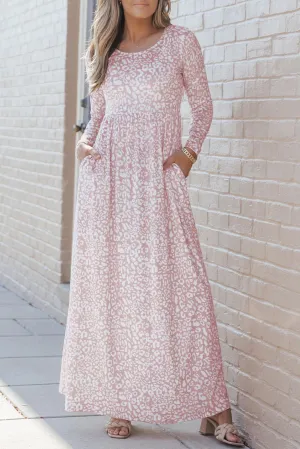 Leopard Print Long Sleeve Maxi Dress