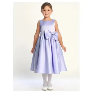 Lito - Girl Satin Dress With A Bow, Lavender