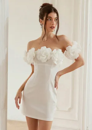 Livvy Off the Shoulder Flower Mini Dress