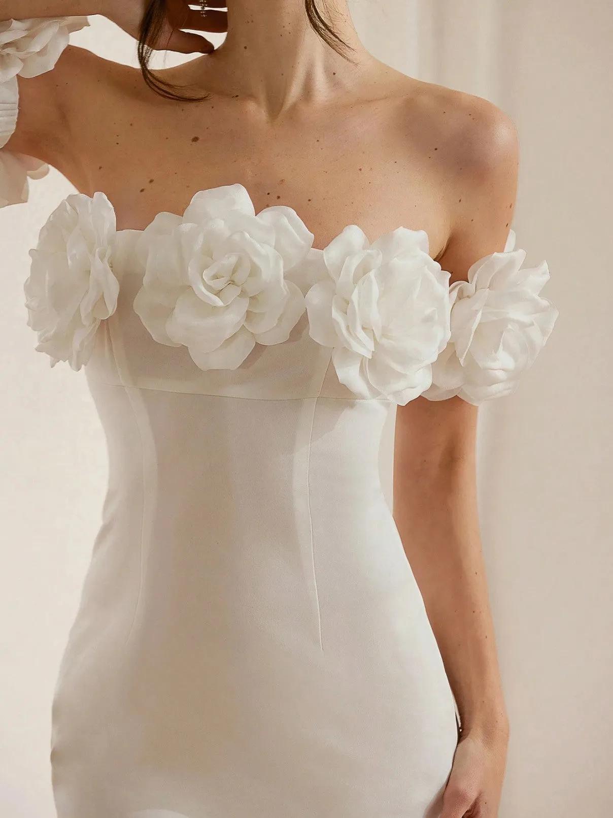 Livvy Off the Shoulder Flower Mini Dress