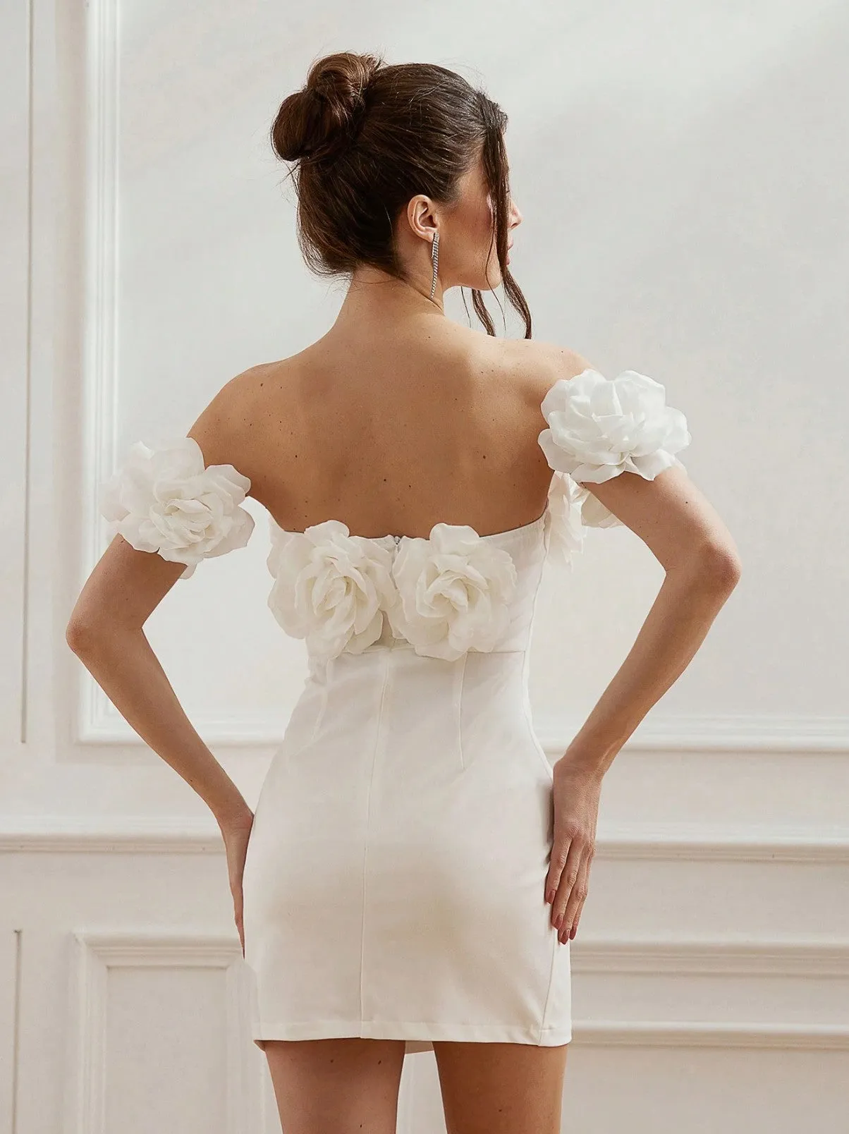 Livvy Off the Shoulder Flower Mini Dress
