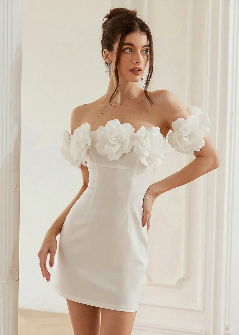 Livvy Off the Shoulder Flower Mini Dress
