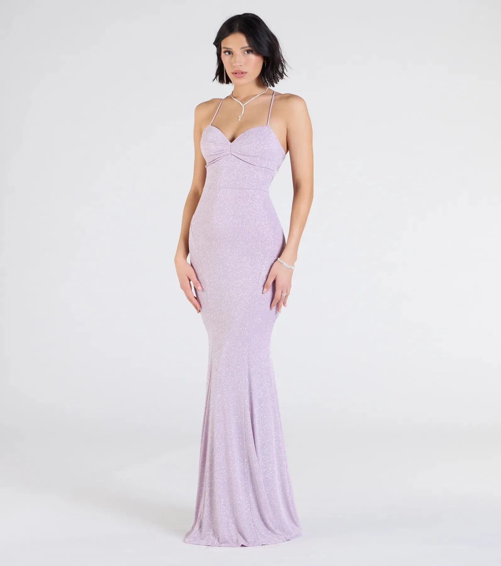 Liz Lace-Up Mermaid Glitter Formal Dress