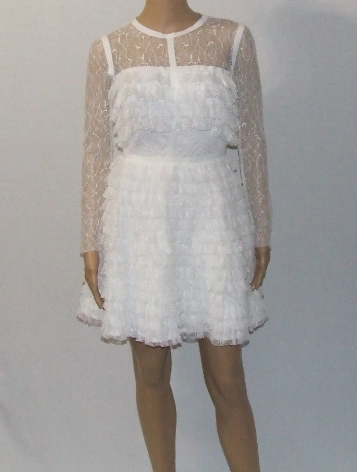 Long Sleeve Lace Ruffle Dress