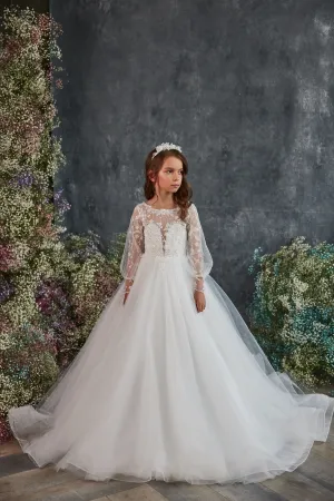 Long Sleeve Sparkly Ball Gown for Junior Bridesmaids