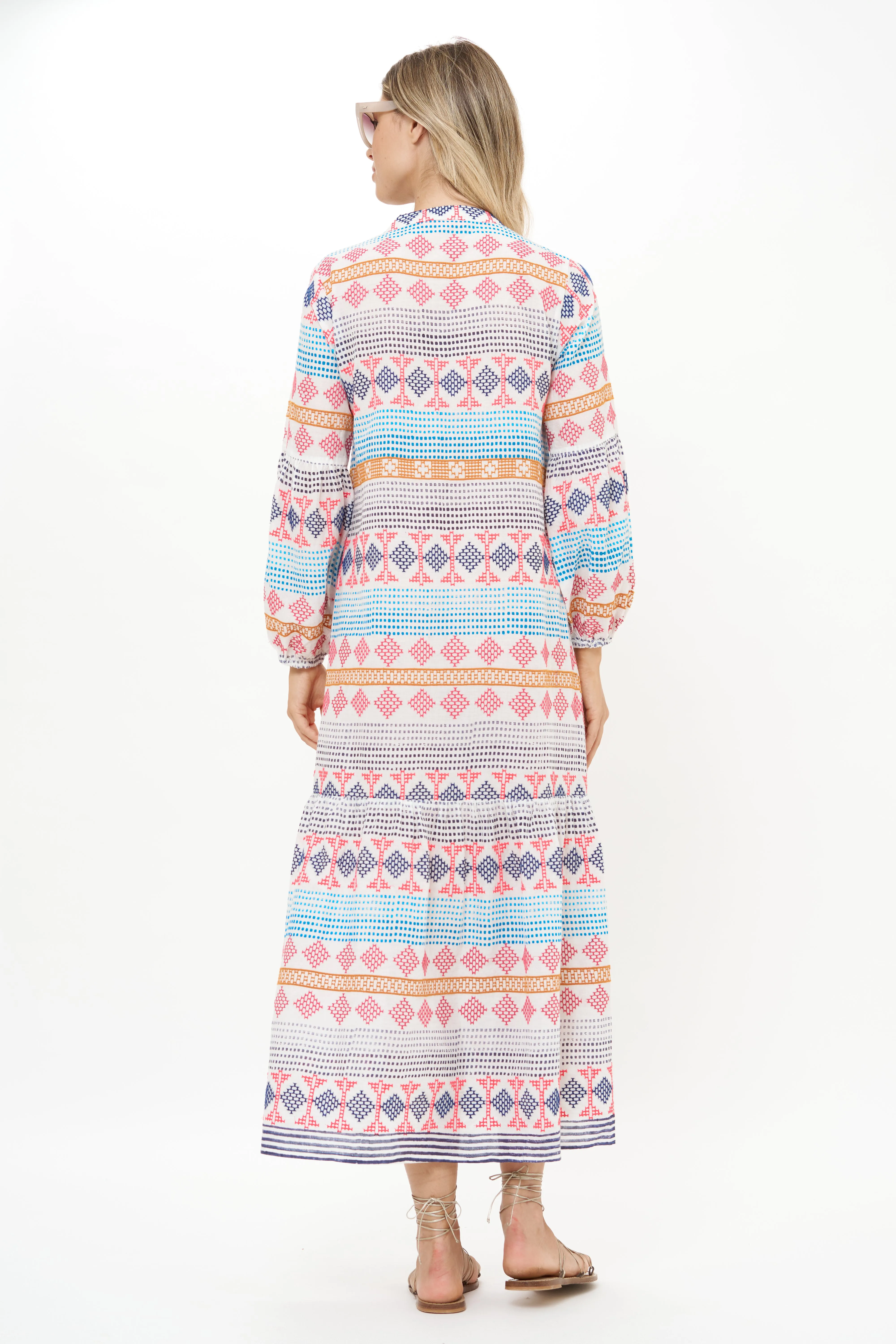 Long Sleeve Yoke Maxi- Casablanca Multi