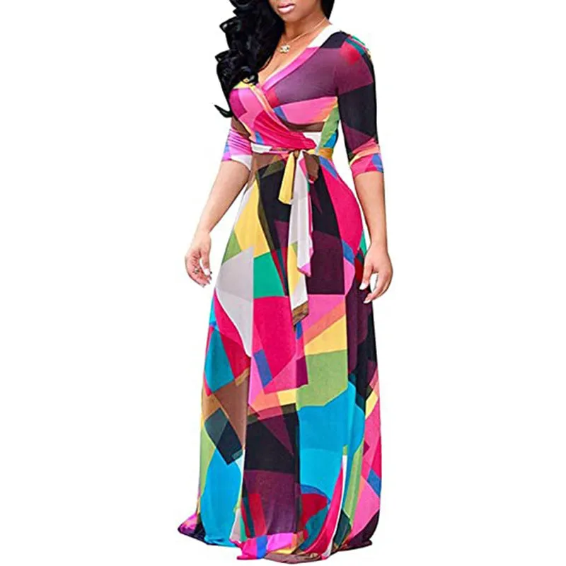 Long Sleeved Maxi Dress with Large Floral Print