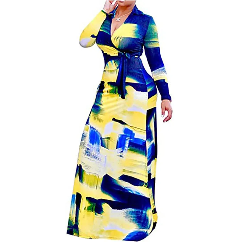 Long Sleeved Maxi Dress with Large Floral Print