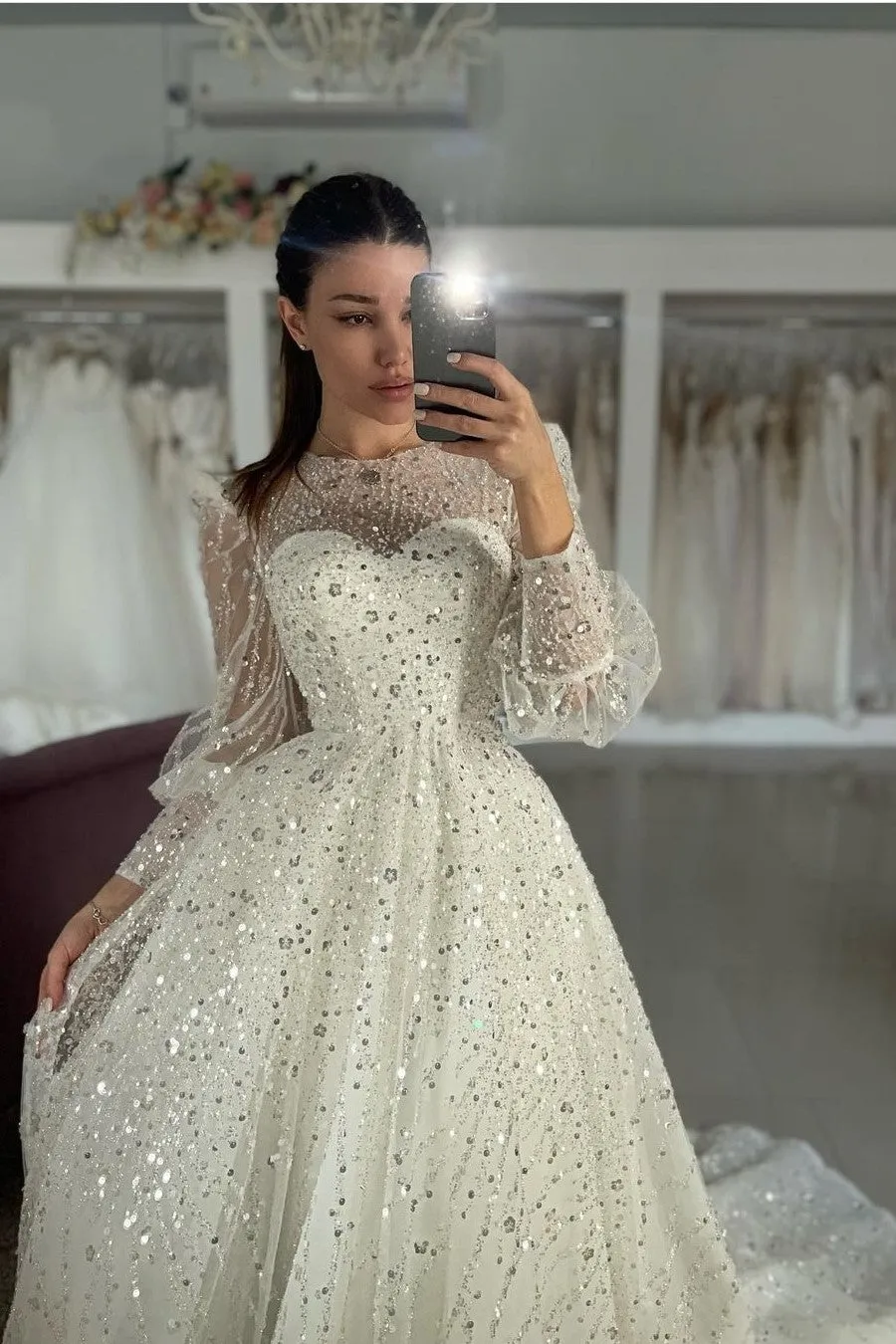 Long Sleeves Beaded Wedding Dresses 2023