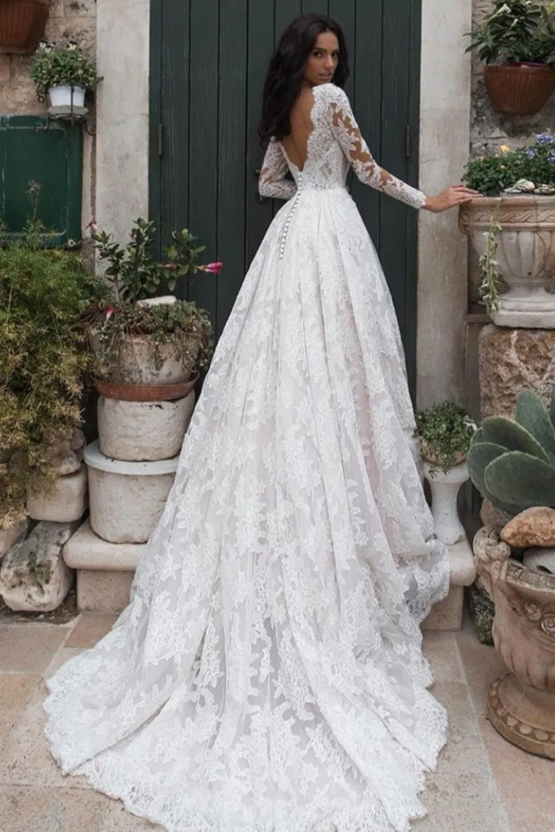Long Sleeves Lace Bridal Gown 2020 vestido de casamento