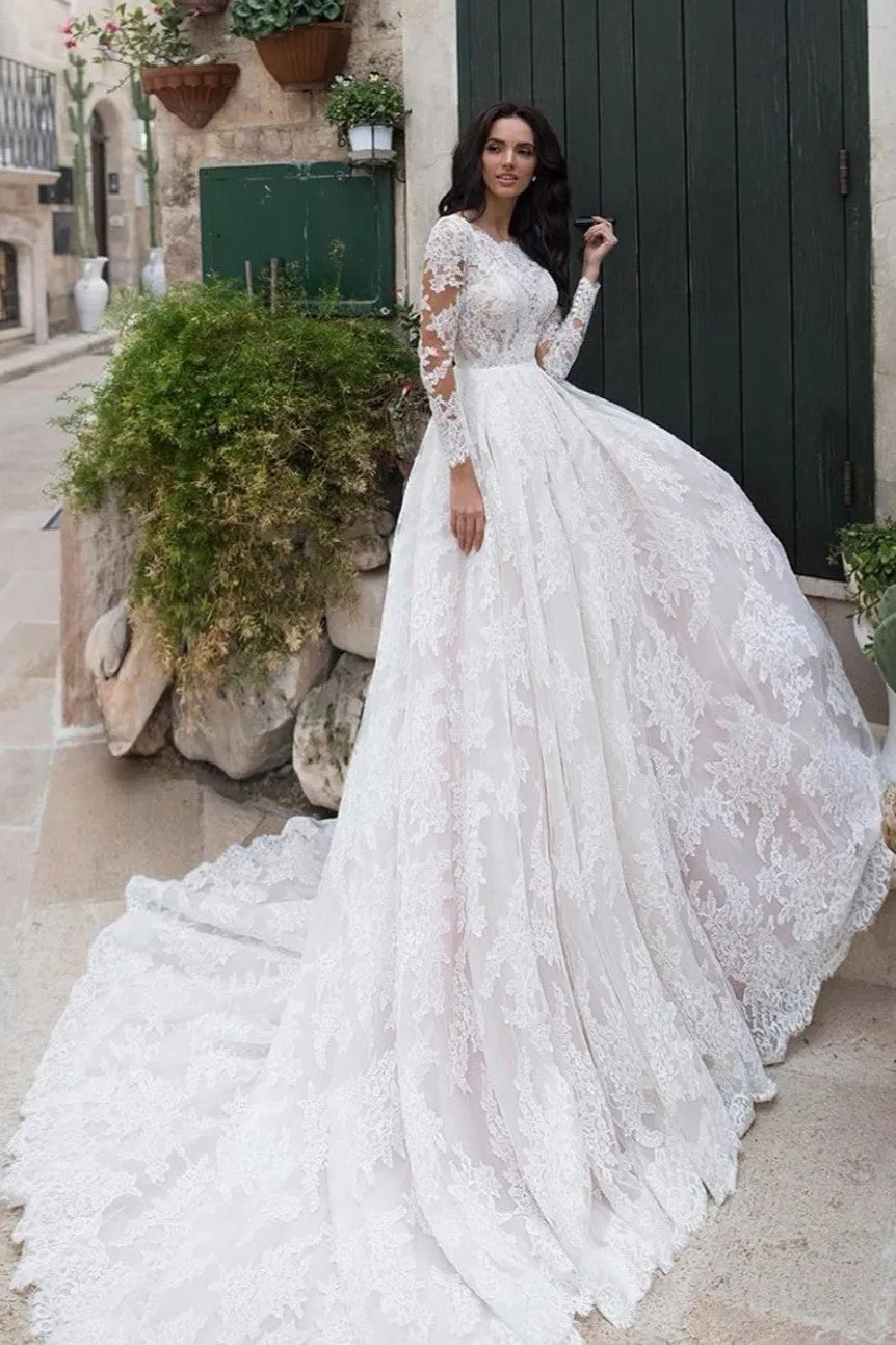 Long Sleeves Lace Bridal Gown 2020 vestido de casamento