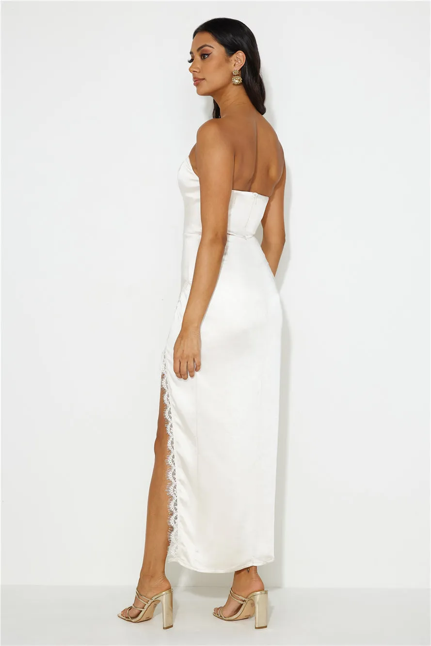 Love To Be Seen Satin Maxi Dress Cream